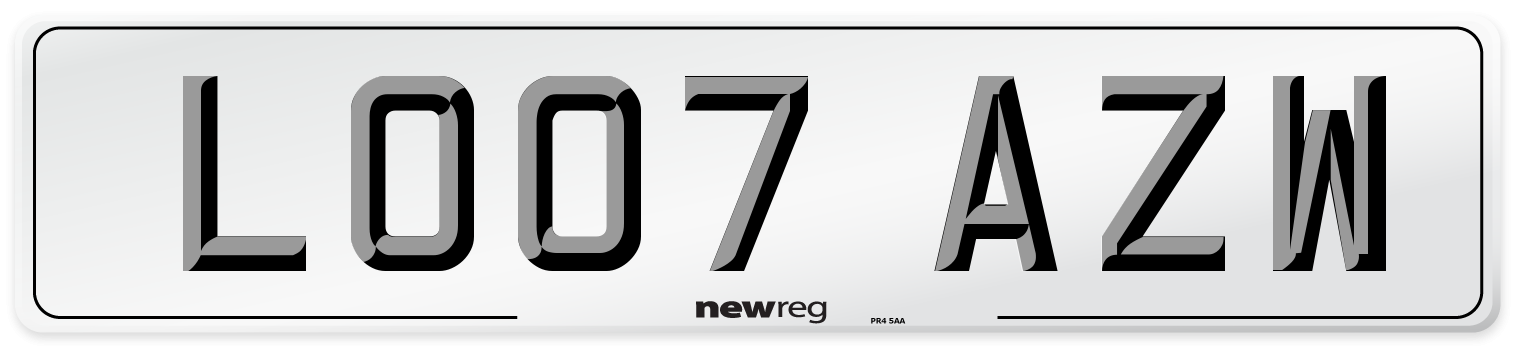 LO07 AZW Number Plate from New Reg